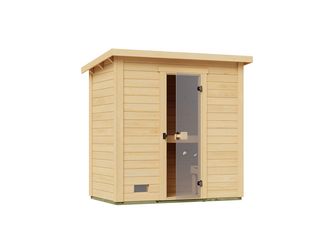 Gartensauna Kaapi 1 mit 400V Kompakt-Ofen, integrierte Steuerung, Ofenschutz, Saunasteine, Anschlusskabel