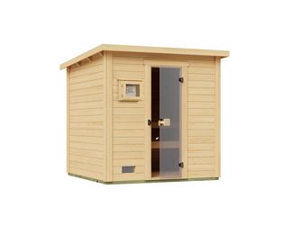 Gartensauna Kaapi 3 mit 400V Dampfbad-Ofen, analoge Steuerung, Ofenschutz, Saunasteine, Anschlusskabel
