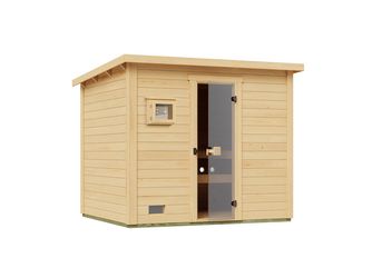 Gartensauna Kaapi 4 mit 400V Klassik-Ofen, analoge Steuerung, Ofenschutz, Saunasteine, Anschlusskabel