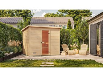 Gartensauna Kaapi 4 mit 400V Kompakt-Ofen, integrierte Steuerung, Ofenschutz, Saunasteine, Anschlusskabel
