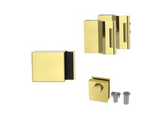 Gegenk. Set PURISTO S inkl. Türschn., Feststeller, 3tlg. Bänder Messing-Optik