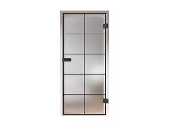 Ganzglastür Satiniert Loft 10 Felder "GLASWORK 90"