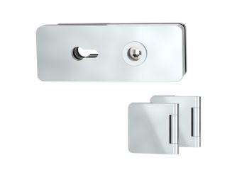Glastürbeschlag-Set (Schlosskasten + Bänder) "GATE"