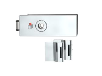Glastürbeschlagset PURISTO S smart2lock Flüster 3-tlg. Bänder Chrom-Optik Glastürbeschlagset PURISTO S smart2lock Flüster 3-tlg. Bänder Chrom-Optik