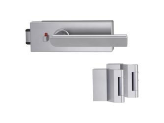 Glastürbeschlag-Set (Schlosskasten + Griffpaar + Bänder) "PURISTO S"