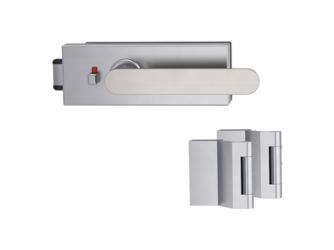 Glastürbeschlag-Set (Schlosskasten + Griffpaar + Bänder) "PURISTO S"