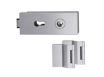 Glastürbeschlag-Set (Schlosskasten + Bänder) "PURISTO S"
