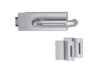 Glastürbeschlag-Set (Schlosskasten + Griffpaar + Bänder) "PURISTO S"