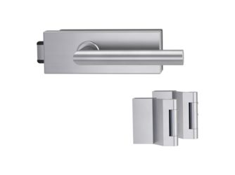 Glastürbeschlag-Set (Schlosskasten + Griffpaar + Bänder) "PURISTO S"