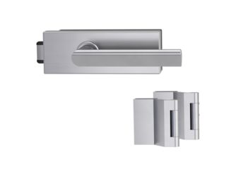 Glastürbeschlag-Set (Schlosskasten + Griffpaar + Bänder) "PURISTO S"