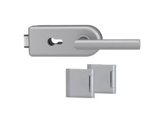 Glastürbeschlagset SMILE 1.0 Profilzylinder Flüster 3-tlg. Bänder L-FORM Alu EV1