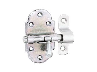 Grendelriegel, m. Messing-Knopf, o.Feder, m.Schlaufe, disp., LxB40x75mm Grendelriegel, m. Messing-Knopf, o.Feder, m.Schlaufe, disp., LxB40x75mm