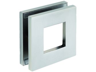 Griffmuschel Quadra / Rondo offen zum Schrauben, Abmessung 70x70 / 65mm Edelstahlfarben, für Ganzglastür