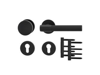 Holztürbeschlagset VAYA 136 ARIS Rosetten rund Knopf R2 Profilzylinder R AXUM 3-teilig Holzzarge Graphitschwarz