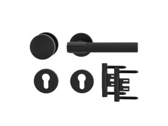 Holztürbeschlagset VAYA 136 ARIS Rosetten rund Knopf R2 Profilzylinder R AXUM 3-teilig Stahlzarge Graphitschwarz