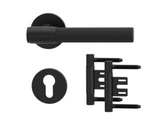 Holztürbeschlagset VAYA 136 ARIS Rosetten rund Profilzylinder AXUM 3-teilig Stahlzarge Graphitschwarz