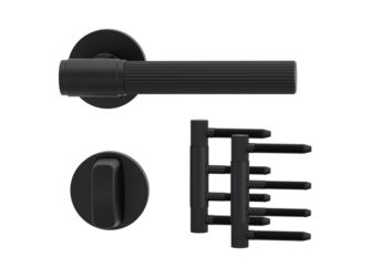 Holztürbeschlagset VAYA 136 ARIS Rosetten rund WC AXUM 3-teilig Holzzarge Graphitschwarz