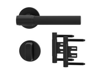 Holztürbeschlagset VAYA 136 ARIS Rosetten rund WC AXUM 3-teilig Stahlzarge Graphitschwarz