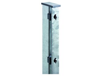 JERRY Eck-Zaunpfosten feuerverzinkt für 1230mm Zaun RR60/40x1700mm mit Flacheisenleiste