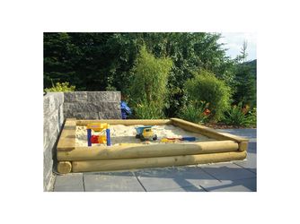 KLAUS-Sandkasten stabil B 200xT 200xH 22cm kdi-grün Rundhölzer Ø12cm geblattet