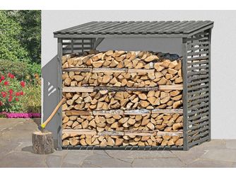 Kaminholzregal FLAMMO XL, grau Kiefer 237x114x203cm