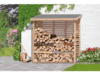 Kaminholzregal KAMO L mit Rückwand, Lärche europäische Lärche 200x75x200
