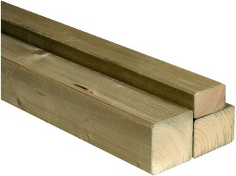 Kantholz Kiefer/Fichte KDI grün gehobelt, Längskanten gefast