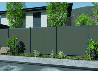 Tor Sichtschutzzaun cWPC Grau "Kingston Vertical"