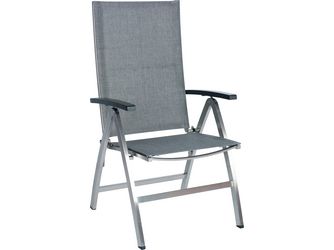 Klappsessel Mika Edelstahl Textilien Leinen grau/Aluminiumarmlehnen anthrazit