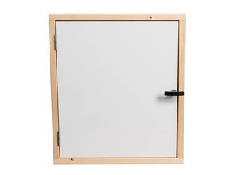 Kniestocktüren F 30, 11,5 cm Türrahmen aus Holz, Tür CPL Platte, U-Wert 0,96, weiß lasiert Deckenöffnung 80 x 70 cm
