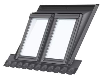 Kombi-Aufkeilrahmen EAW FK06 6321E Ziegel hoch/Welle Titanzink walzblank für 2 Fenster Kombi-Aufkeilrahmen EAW FK06 6321E Ziegel hoch/Welle Titanzink walzblank für 2 Fenster