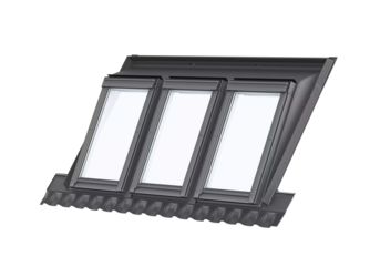 Kombi-Aufkeilrahmen EAW FK06 6331E Ziegel hoch/Welle Titanzink walzblank für 3 Fenster Kombi-Aufkeilrahmen EAW FK06 6331E Ziegel hoch/Welle Titanzink walzblank für 3 Fenster