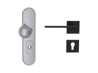 Kombi-Schutz-Garnitur TITANO 882 ES1 72mm Zylinderabdeckung Tür 38-50mm L LEAF LIGHT eckig Graphitschwarz