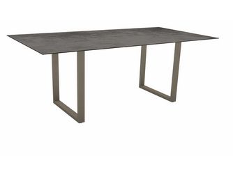 Kufentisch 160x90cm Aluminium greige mit Tischplatte Silverstar 2.0 Dekor Flint