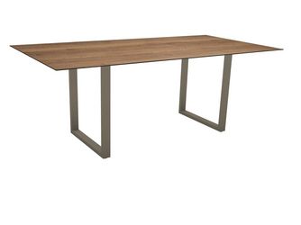 Kufentisch 160x90cm Aluminium greige mit Tischplatte Silverstar 2.0 Dekor Quartz