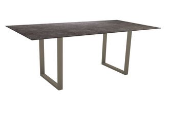Kufentisch 160x90cm Aluminium greige mit Tischplatte Silverstar 2.0 Dekor Stone