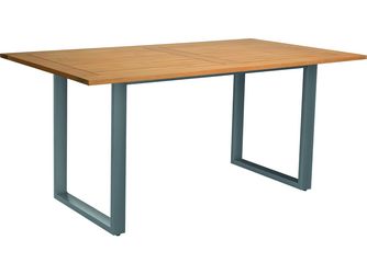 Kufentisch 180x100cm Aluminium graphit Tischplatte Teak