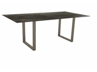 Kufentisch 200 x 100 cm Aluminium taupe mit Tischplatte Silverstar 2.0 Dekor Dark Marble