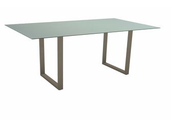 Kufentisch 200 x 100 cm Aluminium taupe mit Tischplatte Silverstar 2.0 Dekor Nordic green