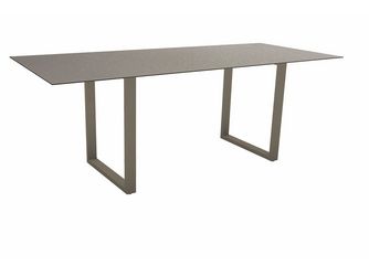 Kufentisch 200 x 100 cm Aluminium taupe mit Tischplatte Silverstar 2.0 Dekor Uni grau