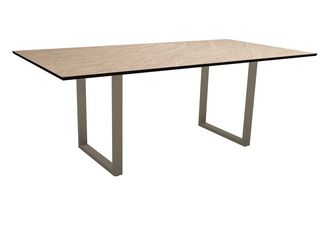 Kufentisch 200x100cm Aluminium greige mit Tischplatte Silverstar 2.0 Dekor Zement hell