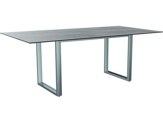 Kufentisch 200x100cm Edelstahl Tischplatte Silverstar 2.0 Stone light