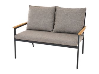 LIGURIA Comfort Plus 2er Bank matt anthrazit/taupe Gest. Alu, Streben Alu anthrazit-mel.