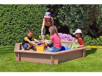 LINDA 6-eck Sandkasten, europäische Lärche Ø 230x30cm