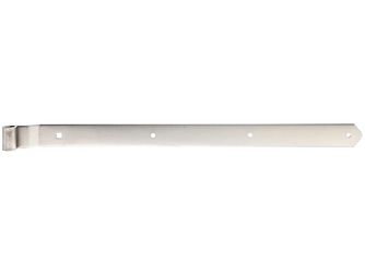 Ladenband, gekröpft, Abschluss abgerundet, Edelstahl, LxB 704x45mm, Rolle Ø16mm Ladenband, gekröpft, Abschluss abgerundet, Edelstahl, LxB 704x45mm, Rolle Ø16mm
