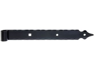 Ladenband, gerade, m.Zierspitze, randgehämmert, vz.schwarz, LxB400x45mm, RolleØ16mm Ladenband, gerade, m.Zierspitze, randgehämmert, vz.schwarz, LxB400x45mm, RolleØ16mm