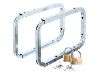 Leiterhaken abschließbar, Stahl roh, blau verzinkt, 253x138, SB 2St.