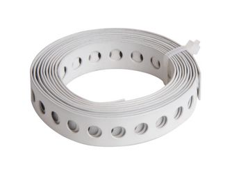 Lochband, verzinkt, weiß kstbesch., Breite 12mm, Länge 1,5 m Lochband, verzinkt, weiß kstbesch., Breite 12mm, Länge 1,5 m