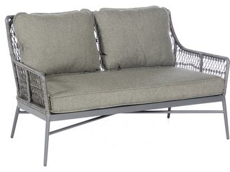 Lounge-Sofa Retro PE-Kunststoffgefl Light-Coal Alu Anthrazit 2 Sitzer