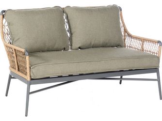 Lounge-Sofa Retro PE-Kunststoffgefl Natural-Honey Alu Anthrazit 2 Sitzer